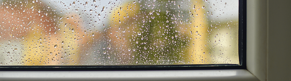 Looking out through a raindrop covered window