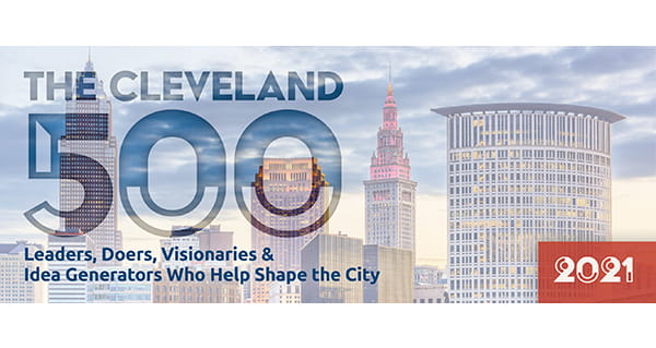 Text "Cleveland 500" over an image of the Cleveland Skyline